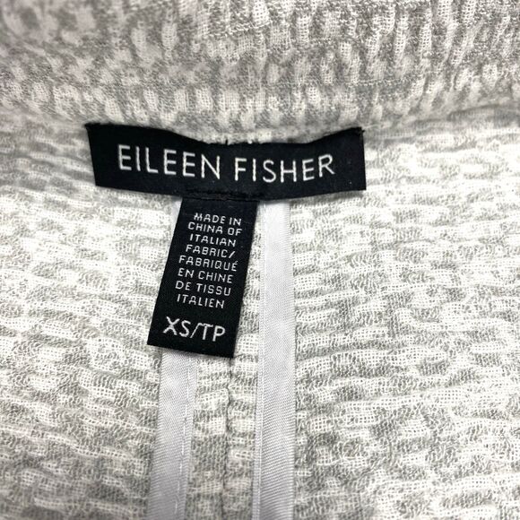 Eileen Fisher System Textural Cotton Tencel Stretch Jacket Gray White Size XS - Picture 5 of 11